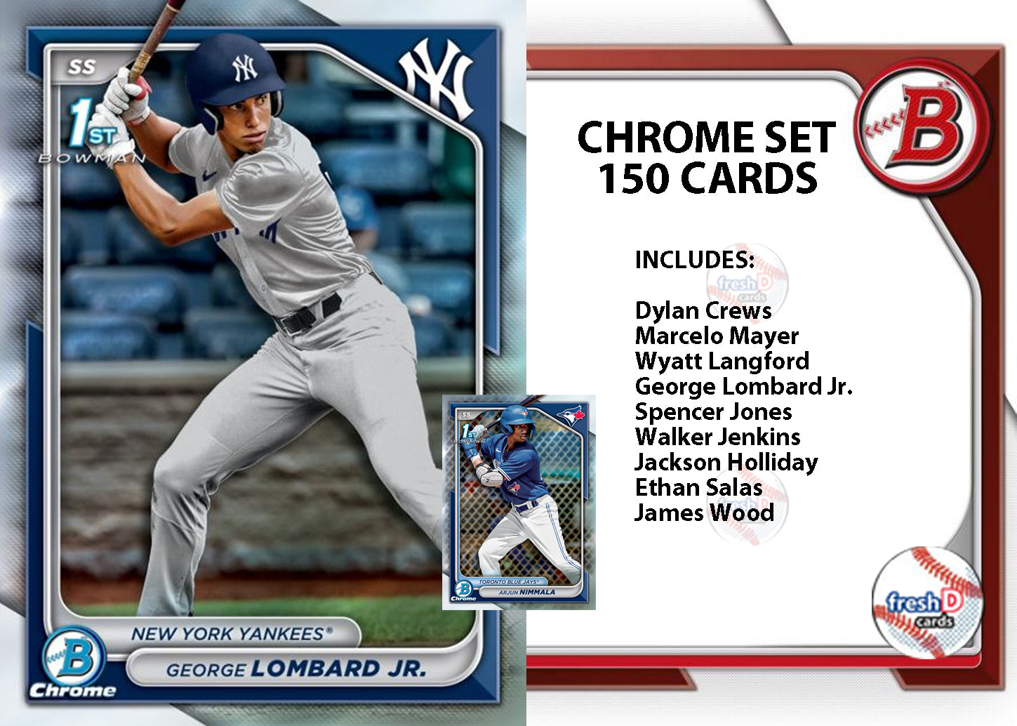 2024 Bowman 150 Chrome Prospects Complete Set BCP Langford Salas Skene