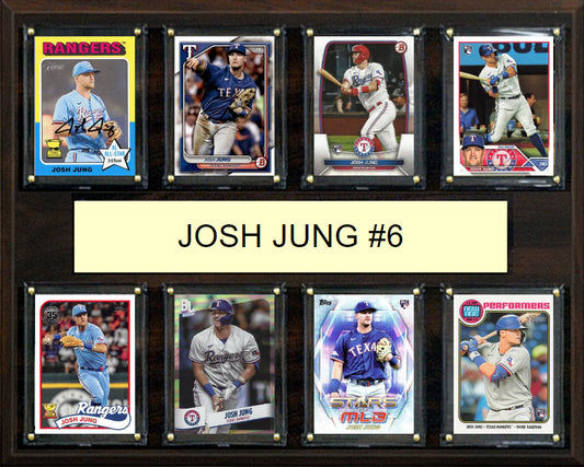 Josh Jung 8 Card Plaque Topps Bowman 2023 2024 Texas Rangers