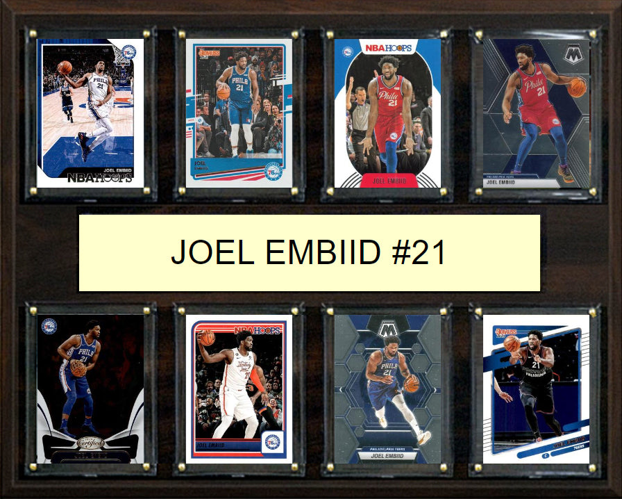 Joel Embiid 8 Card Plaque Donruss Hoops Fleer Topps 2023 2024 Philadelphia 76ers