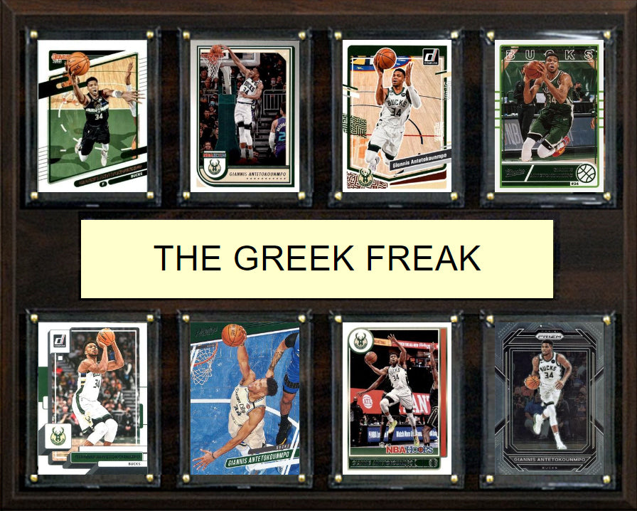 Giannis The Greek Freak 8 Card Plaque Donruss Hoops Topps 2023 2024 Milwaukee Bucks