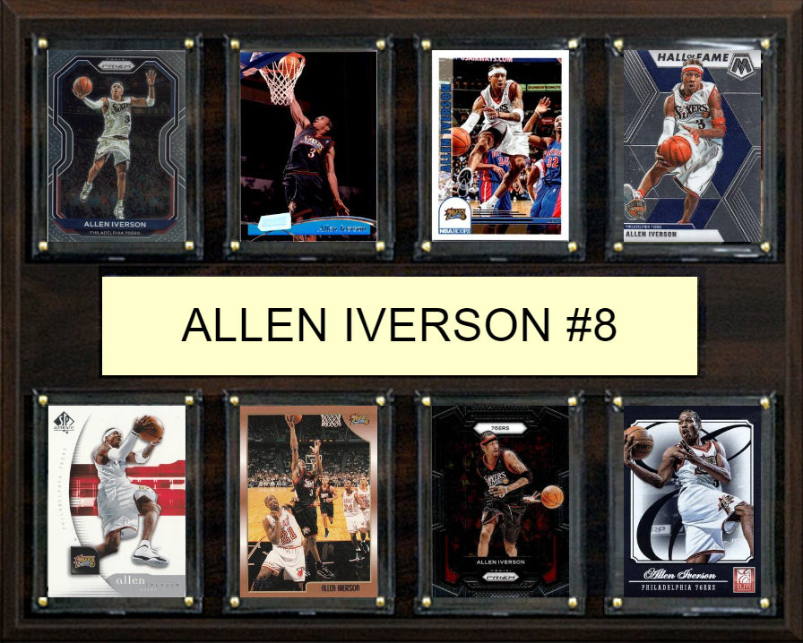 Allen Iverson 8 Card Plaque Donruss Hoops Fleer Topps 2023 2024 Philadelphia 76ers