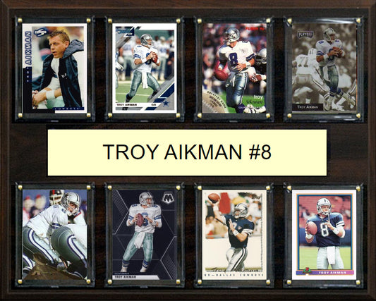 Troy Aikman 8 Card Plaque Donruss Fleer Topps 2023 2024 Dallas Cowboys