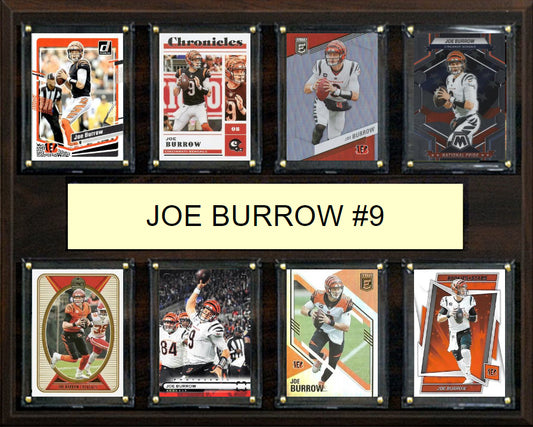 Joe  Burrow 8 Card Plaque Donruss Fleer Topps 2023 2024 Cincinnati Bengals