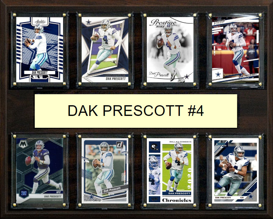 Dak Prescott 8 Card Plaque Donruss Fleer Topps 2023 2024 Dallas Cowboys