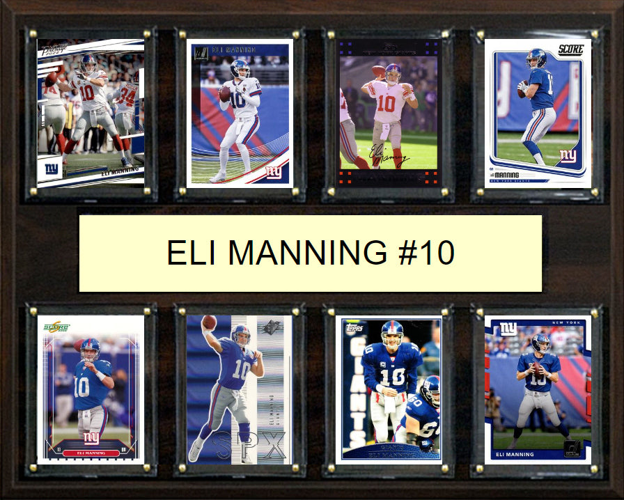 Eli Manning 10 8 Card Plaque Donruss Fleer Topps 2023 2024 New York Giants