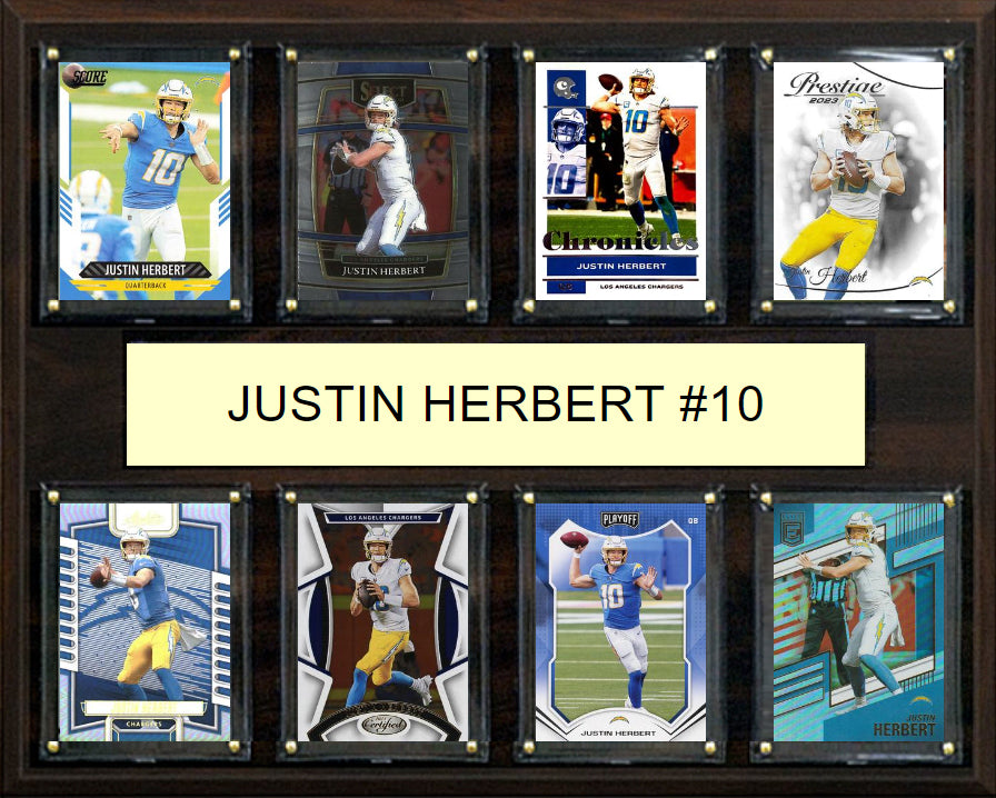 Justin Herbert 8 Card Plaque Donruss Fleer Topps 2023 2024 LA Chargers