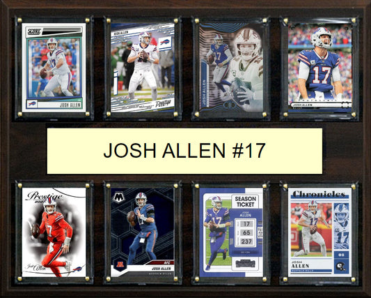 Josh Allen #17 8 Card Plaque Donruss Fleer Topps 2023 2024 Buffalo Bills