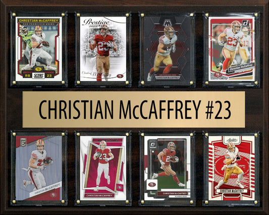 Christian McCaffrey 8 Card Plaque Donruss Fleer Topps 2023 2024 San Francisco 49ers