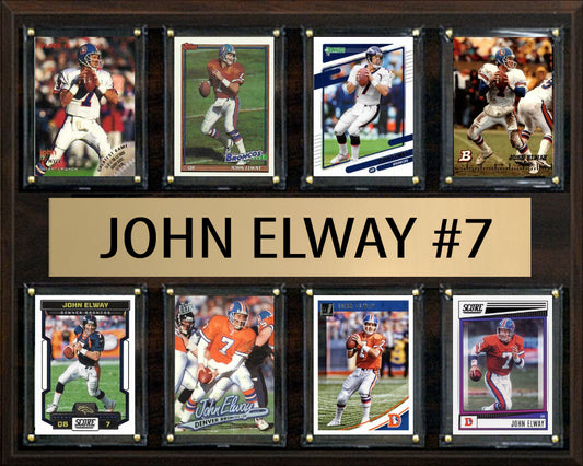 John Elway 7 8 Card Plaque Donruss Fleer Topps 2023 2024 Denver Broncos