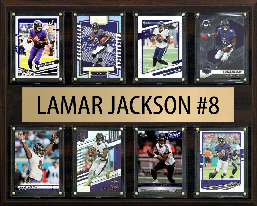 Lamar Jackson 8 Card Plaque Donruss Fleer Topps 2023 2024 Baltimore Ravens