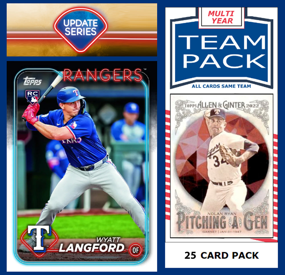 2024 Topps Update Team Set Texas Rangers Wyatt Langford RC US151 25 Card Pack Nolan Ryan