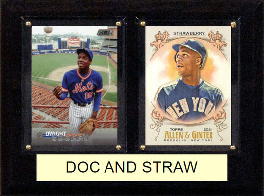 Dwight Doc Gooden Darryl Strawberry 2 Card Plaque 6" x 8"