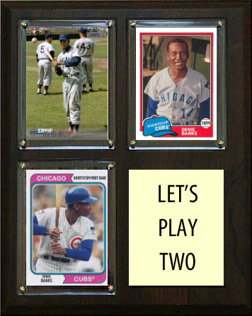 Ernie Banks Let's Play Two 3 Card Plaque Topps Bowman 2023 2024 Chicago Cubs