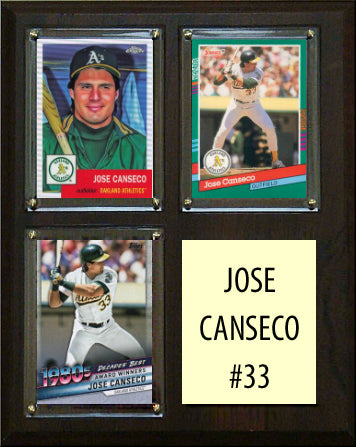 Jose Canseco 3 Card Plaque Topps Bowman 2023 2024 Oakland Athletics