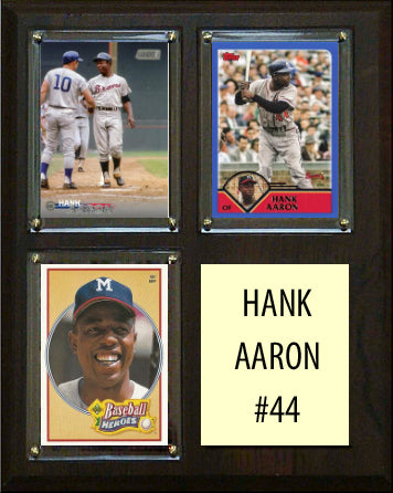 Hank Aaron #44 3 Card Plaque Topps Bowman 2023 2024 Atlanta Braves