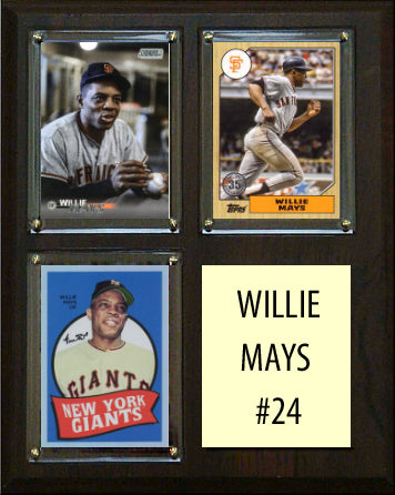 Willie Mays #24 3 Card Plaque Topps Bowman 2023 2024 San Francisco Giants