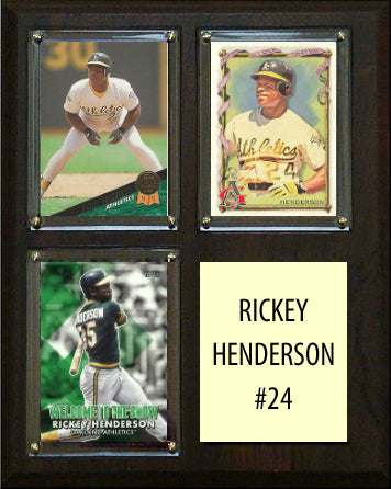 Rickey Henderson #24 3 Card Plaque Topps Bowman 2023 2024 Oakland A's