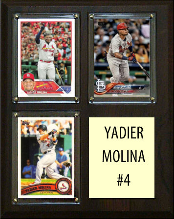 Yadier Molina #4 3 Card Plaque Topps Bowman 2023 2024 St Louis Cardinals