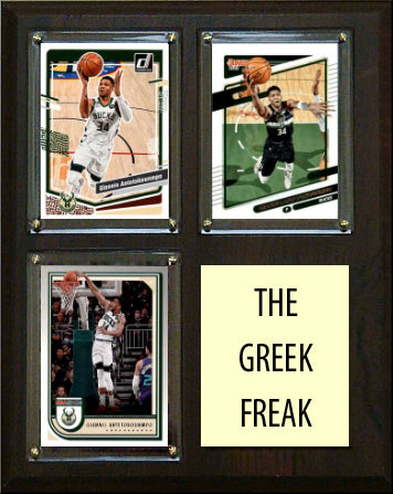 The Greek Freak 3 Card Plaque Donruss Hoops Fleer Topps 2023 2024 Milwaukee Bucks