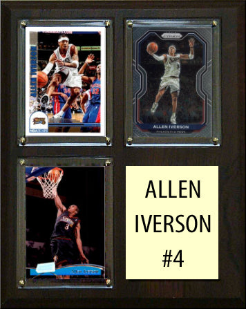 Allen Iverson 3 Card Plaque Donruss Hoops Fleer Topps 2023 2024 Philadelphia 76ers