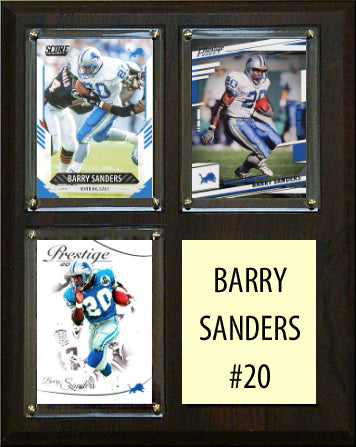 Barry Sanders 3 Card Plaque Donruss Fleer Topps 2023 2024 Detroit Lions