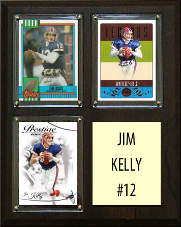 Jim Kelly 3 Card Plaque Donruss Fleer Topps 2023 2024 Buffalo Bills