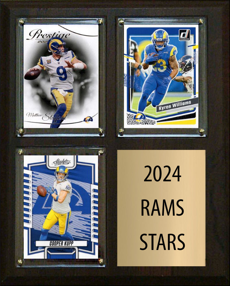 2024 Stars LA Rams Matthew Stafford Cooper Kupp Kyren Williams 2023 Donruss 3 Card Plaque 8" x 10"