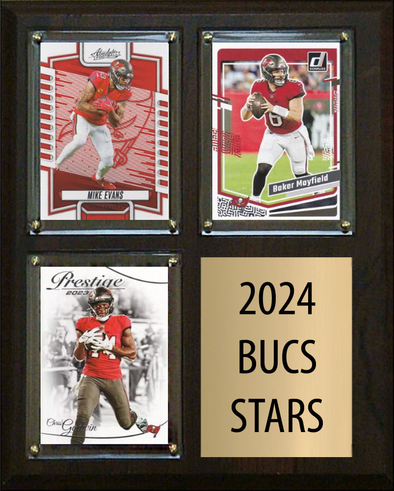 2024 Stars Tampa Bay Buccaneers Baker Mayfield Mike Evans Chris Godwin 2023 Donruss 3 Card Plaque 8" x 10"