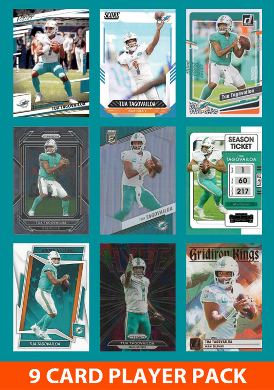 Tua Tagovailoa 9 Card Player Pack 2023 2024 Donruss Panini Miami Dolphins