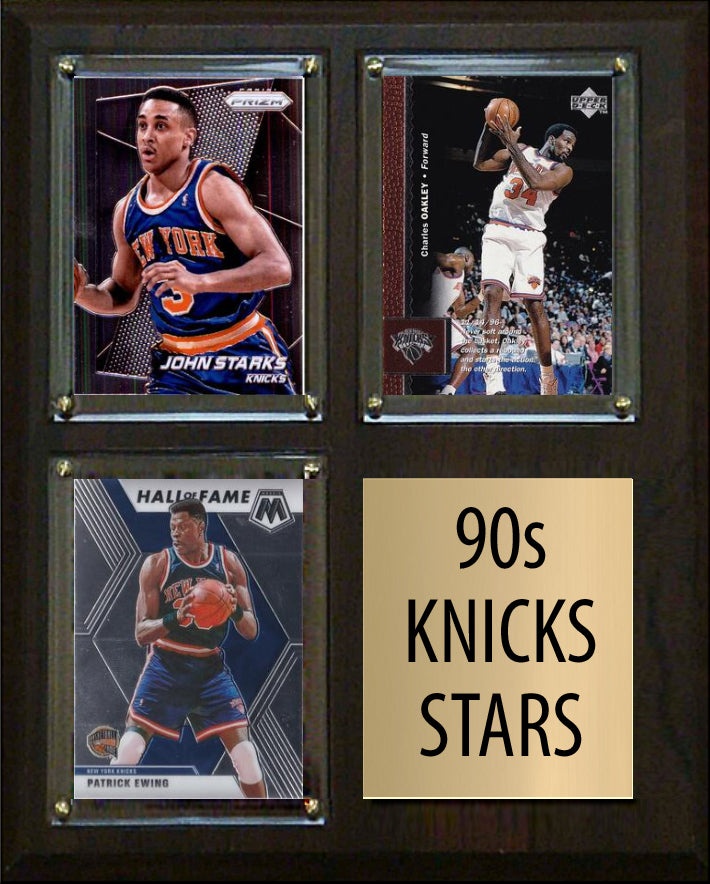 1990s Knicks Stars 3 Card Plaque Donruss Hoops Fleer Topps 2023 2024 Patrick Ewing Starks Oakley