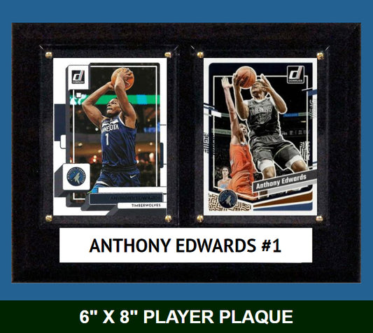 Anthony Edwards Minnesota TimberWolves 2023 2024 Donruss Hoops Card Plaque 6x8