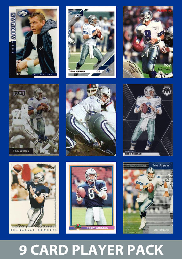 Troy Aikman 9 Card Legend Pack Donruss Topps Panini Score Dallas Cowboys