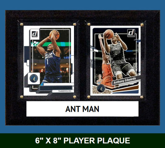 Anthony Edwards Ant-Man Nickname TimberWolves 2023 2024 Donruss Hoops Card Plaque 6x8