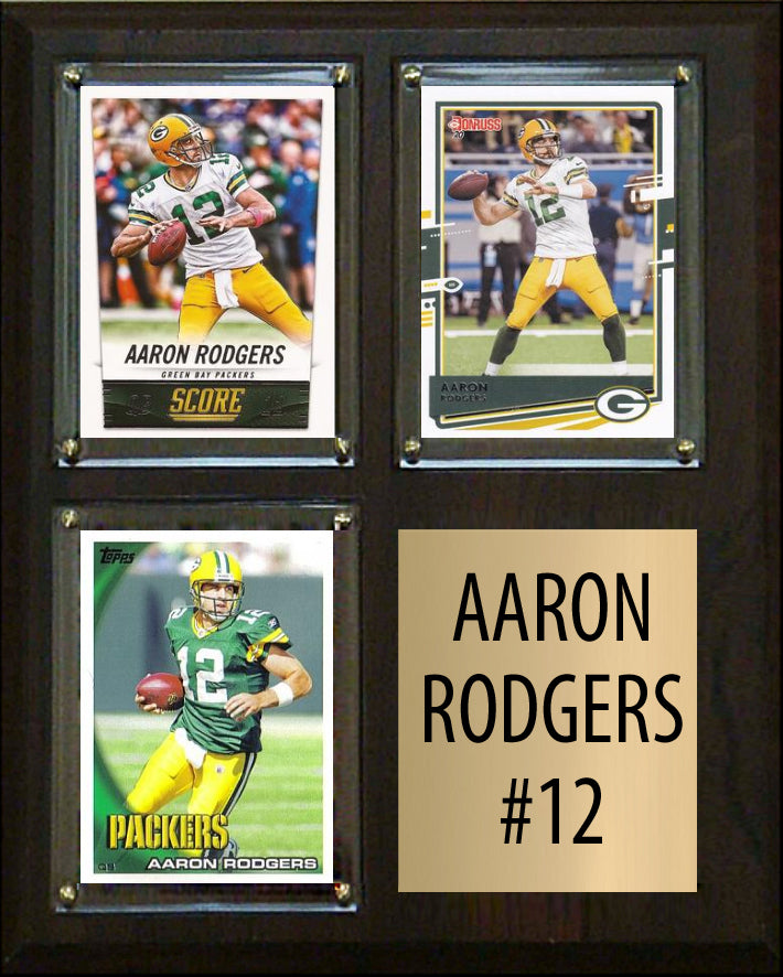 Aaron Rodgers 3 Card Plaque Donruss Fleer Topps 2023 2024 Green Bay Packers