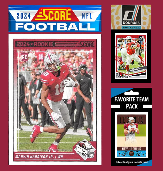 2024 SCORE NFL Arizona Cardinals Team Set Gift Pack + 2023 Donruss  305 Marvin Harrison Kyler Murray Kurt Warner