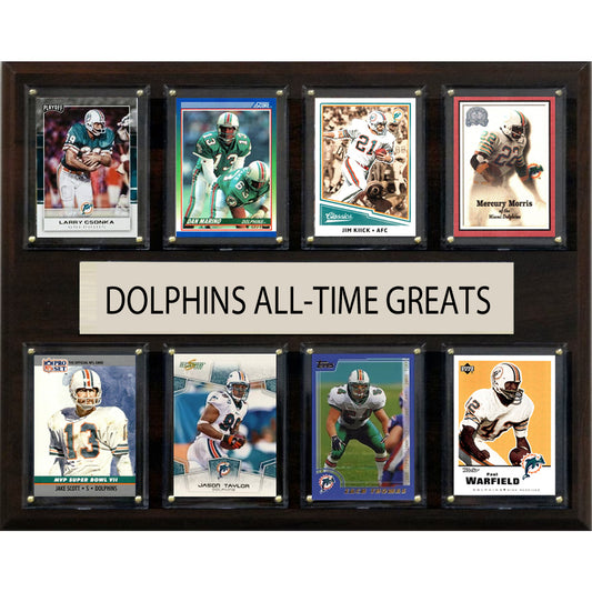 All Time Greats Plaque Miami Dolphins 12" x 15" 8 Cards Dan Marino Csonka +