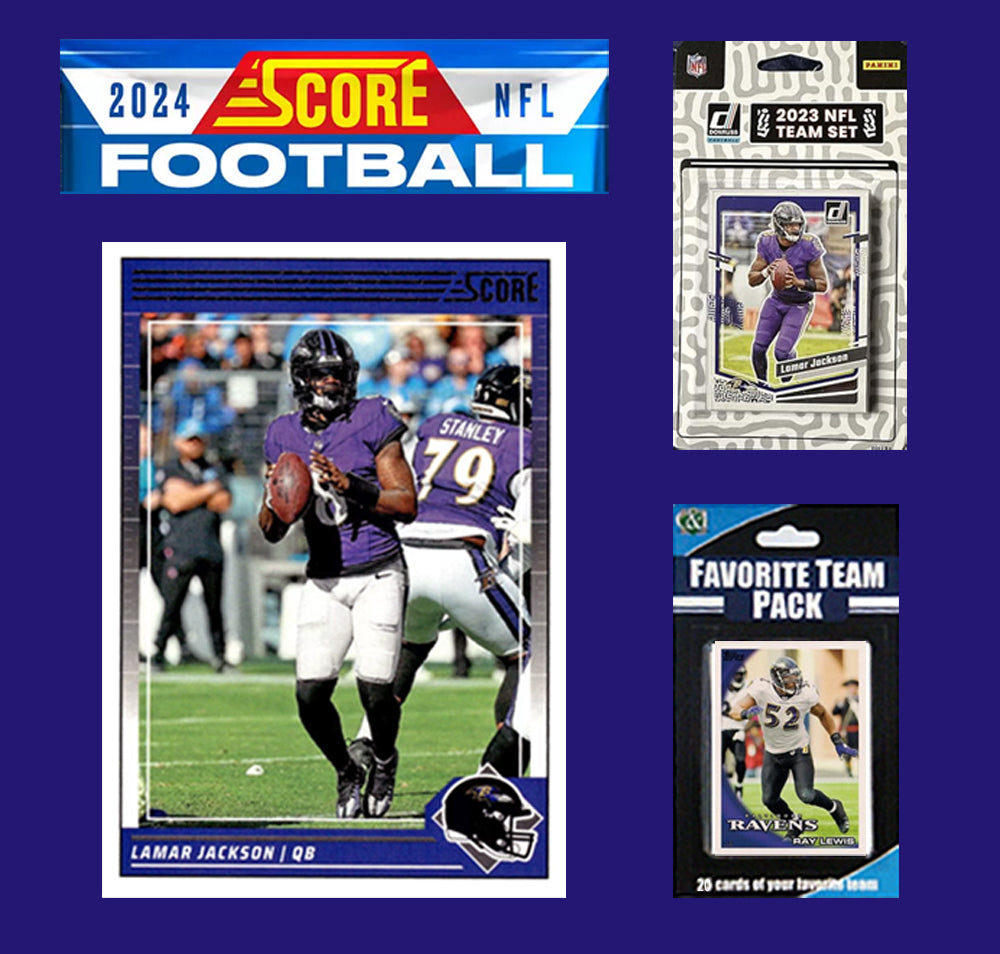 2024 SCORE NFL Baltimore Ravens Team Set Gift Pack + 2023 Donruss + 20 Card Pack Ray Lewis