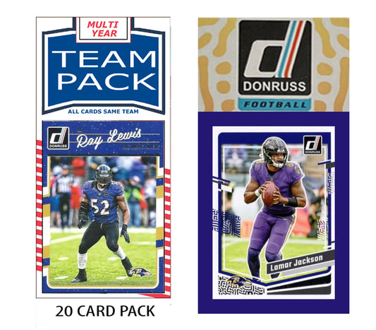 Baltimore Ravens Team Pack 20 Cards Ray Lewis + 2023 Donruss Team Set Lamar