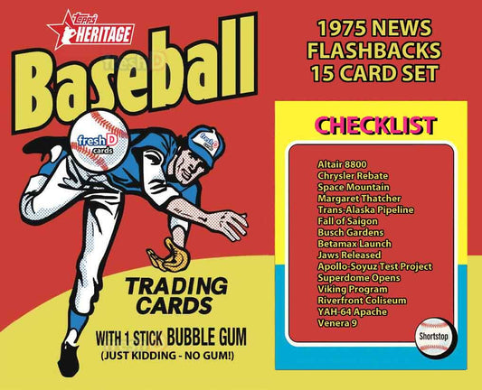 2024 Topps Heritage 1975 NEWS FLASHBACKS 15 Card Set Jaws Space Mountain PRESALE