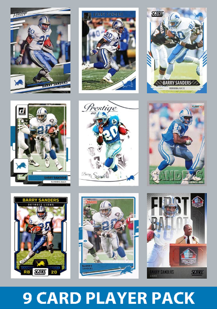 Barry Sanders 9 Card Legend Pack Donruss Topps Panini Score Detroit Lions