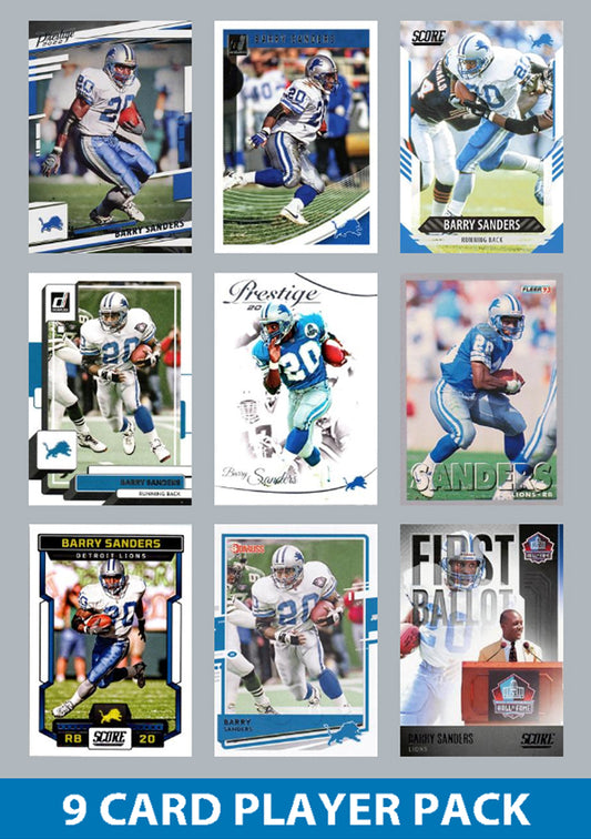 Barry Sanders 9 Card Legend Pack Donruss Topps Panini Score Detroit Lions