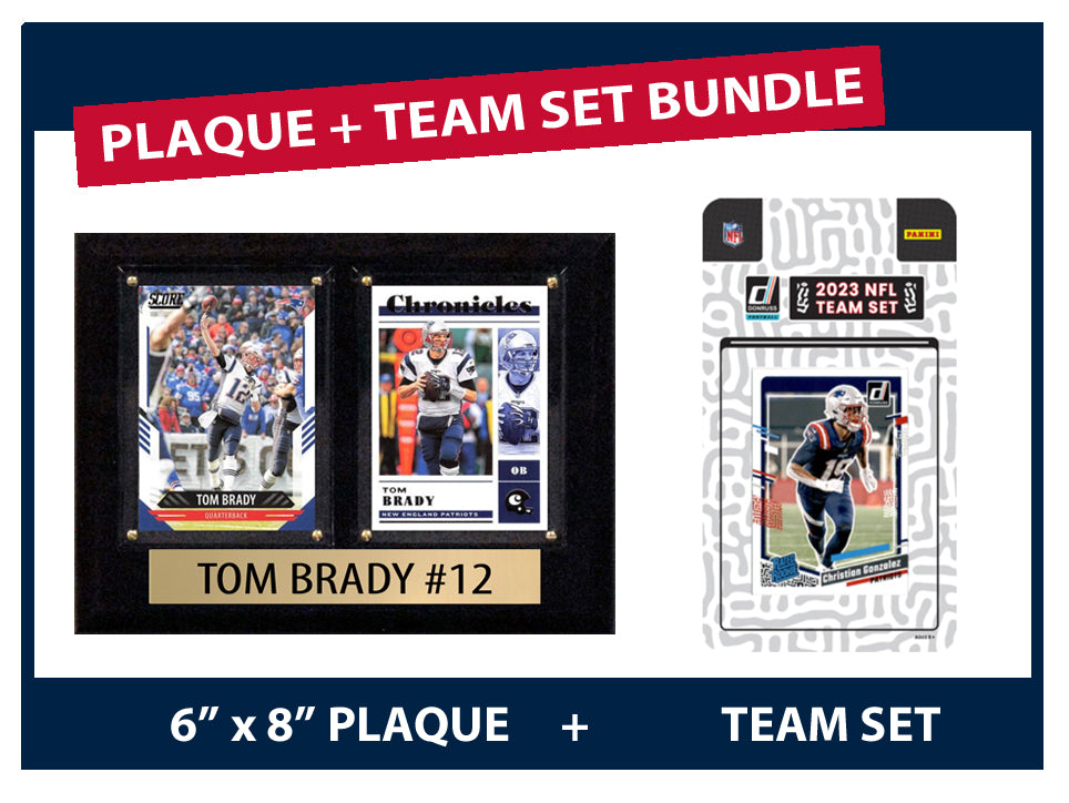 Fan Plaque Pack Tom Brady + 2023 Donruss New Englands Patriots Team Set