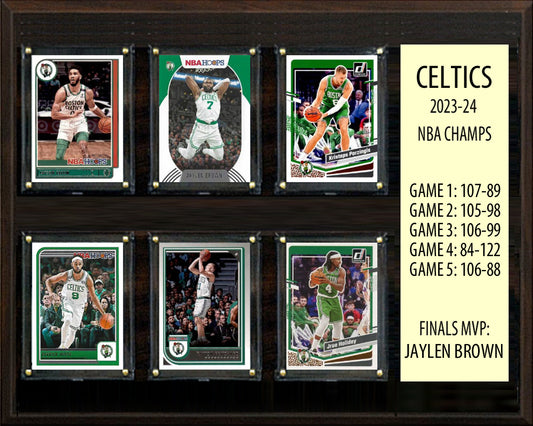 Boston Celtics NBA Champions 2023-24 8 Card Plaque Tatum Jaylen Brown Donruss Hoops