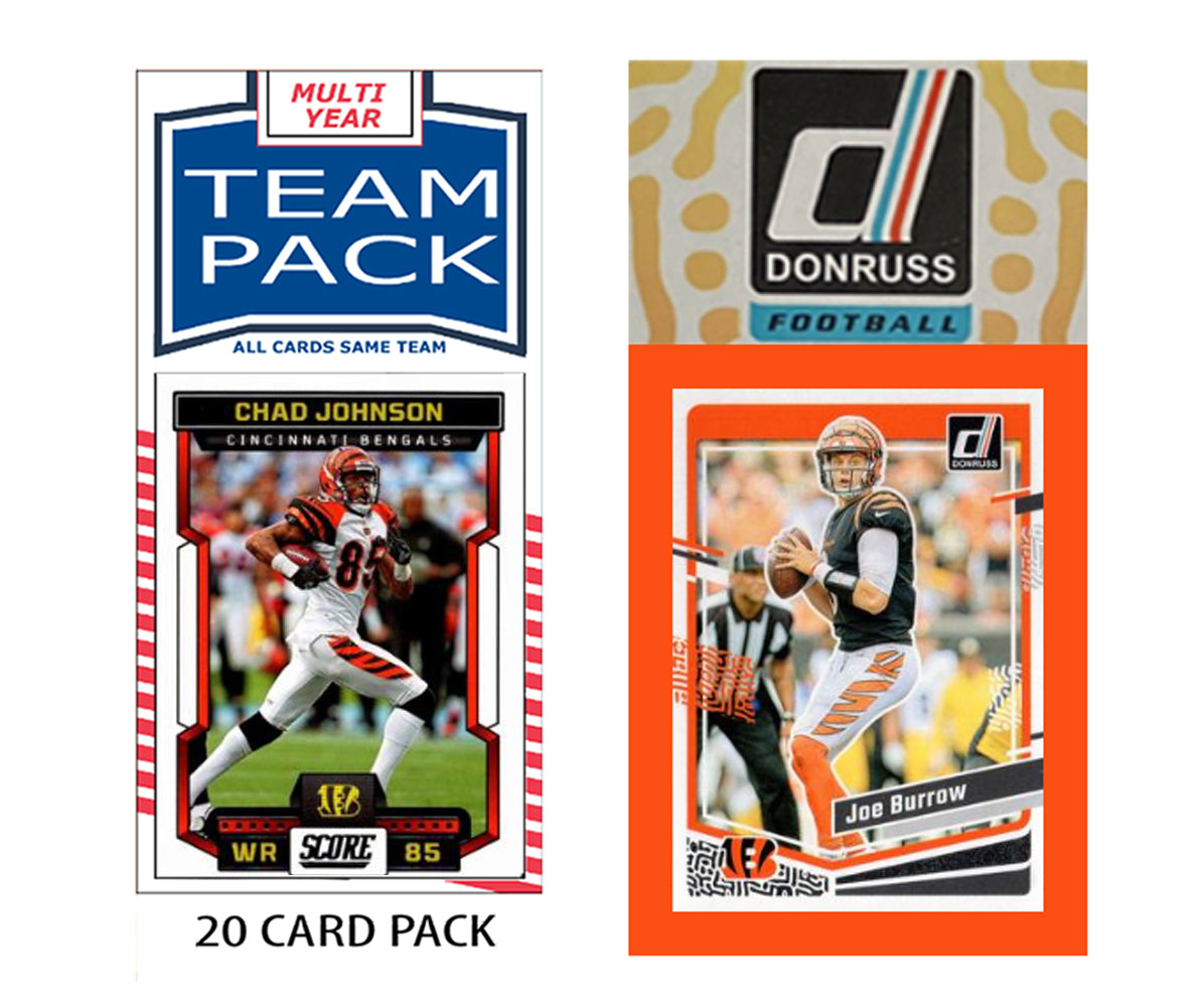 Cincinnati Bengals Team Pack 20 Cards + 2023 Donruss Team Set Joe Burrow Ochocinco