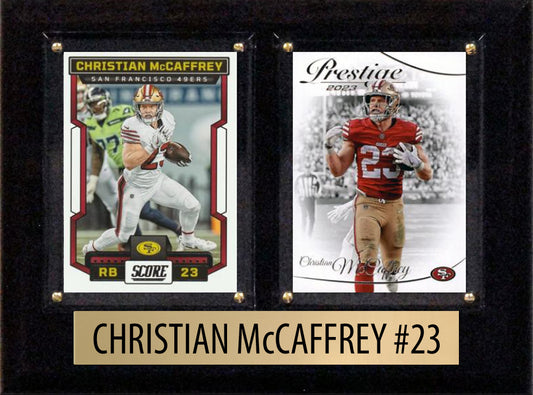 Christian McCaffrey 49ers 2023 NFL Donruss 2 Card Plaque 6" x 8"