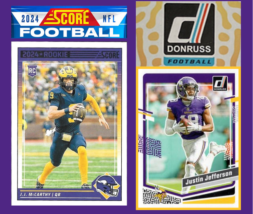 2024 SCORE NFL Minnesota Vikings Team Set 304 JJ McCarthy RC + 2023 Donruss