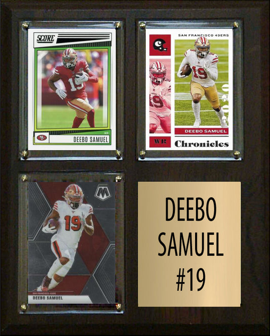 Deebo Samuel 3 Card Plaque Donruss Fleer Topps 2023 2024 San Francisco 49ers