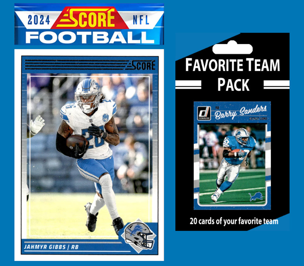 2024 SCORE NFL Detroit Lions Team Set Jahmyr Gibbs Amon Ra  + 20 Card Pack Barry Sanders