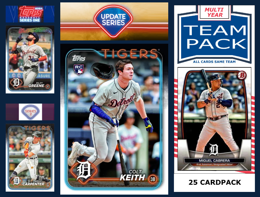 2024 Topps Update + Series 1 + 2 Team Set Detroit Tigers Colt Keith RC 25 Pack Cabrera