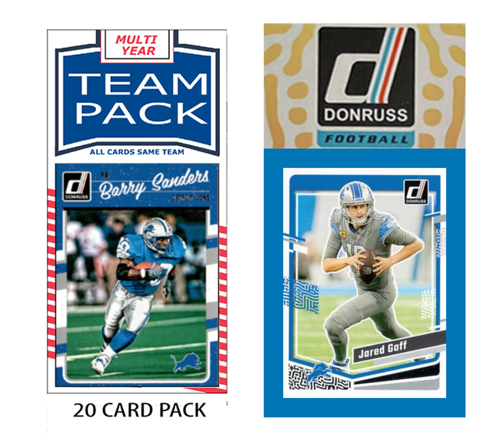 Detroit Lions Team Pack 20 Cards Barry Sanders + 2023 Donruss Team Set LaPorta